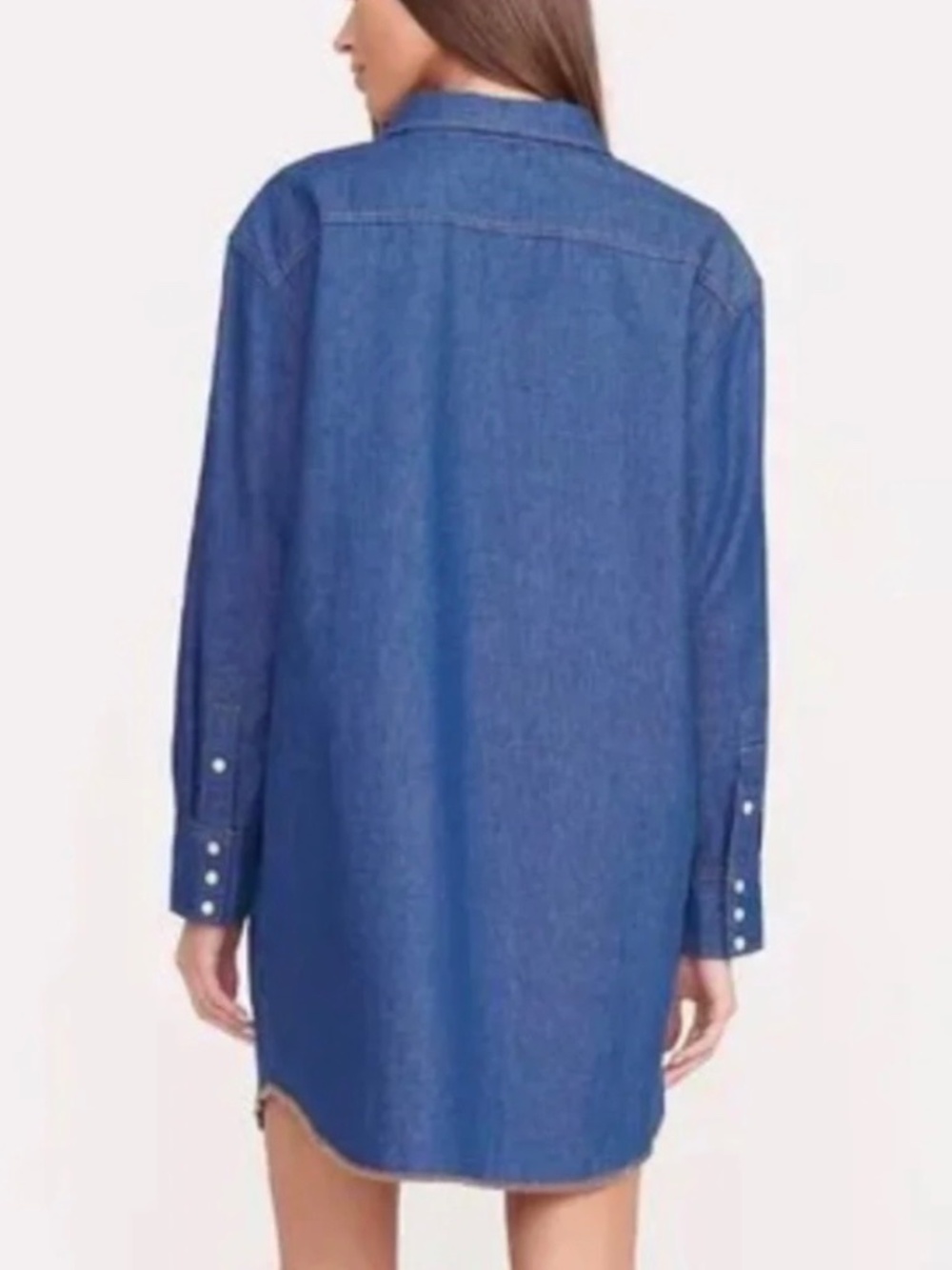 STAUD X Wrangler Oversized Western Denim Jean Snap Front Shirtdress Size XS - Picture 2 of 7